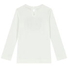 Girls Ivory Teddy Bear Embellished Long Sleeve Top, 1, hi-res